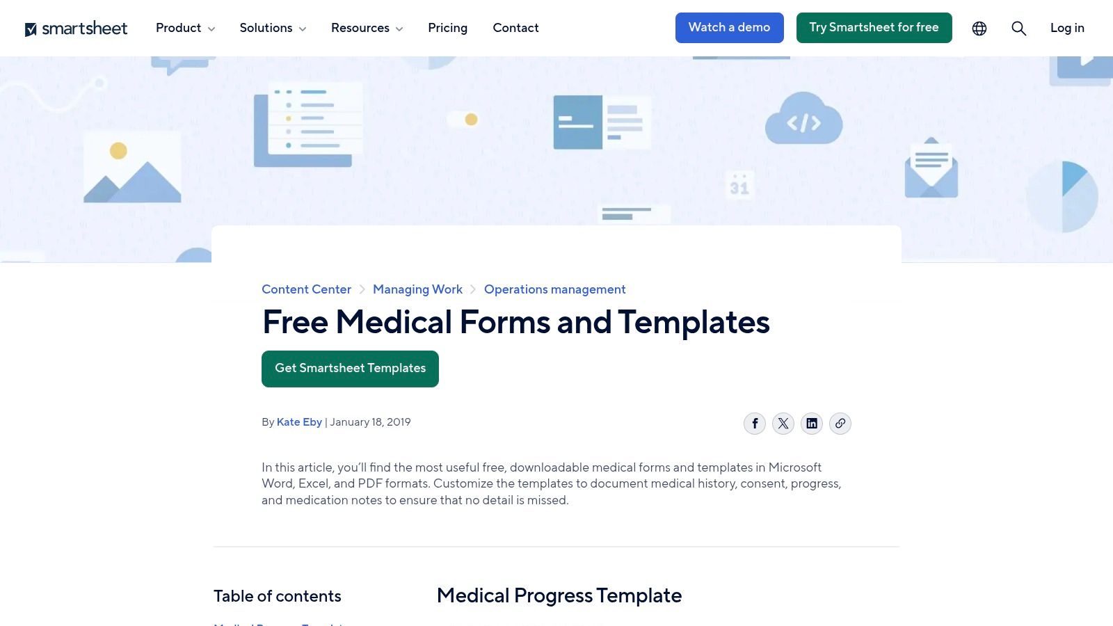 Smartsheet — Medical Forms (Medication List and Medical History templates)