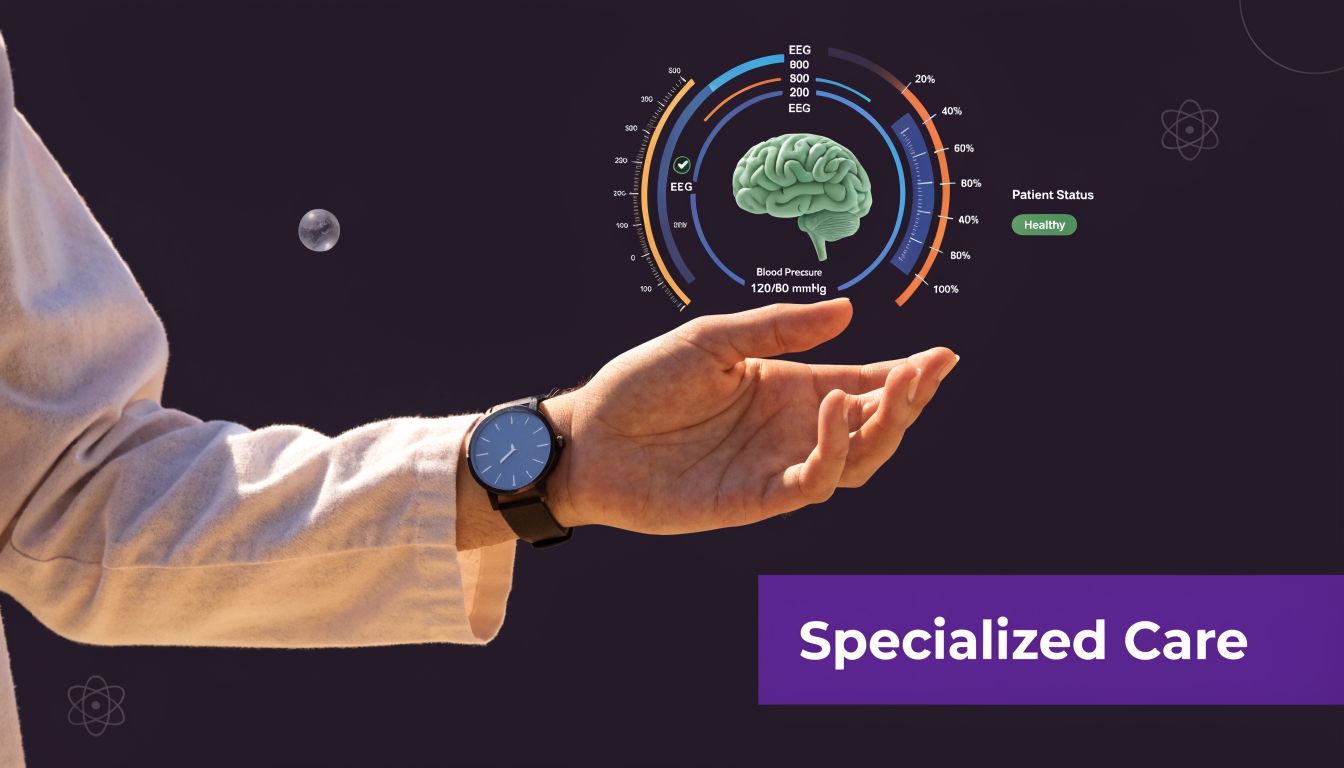A conceptual image showing a person's hand interacting with a holographic medical health diagnostic interface.