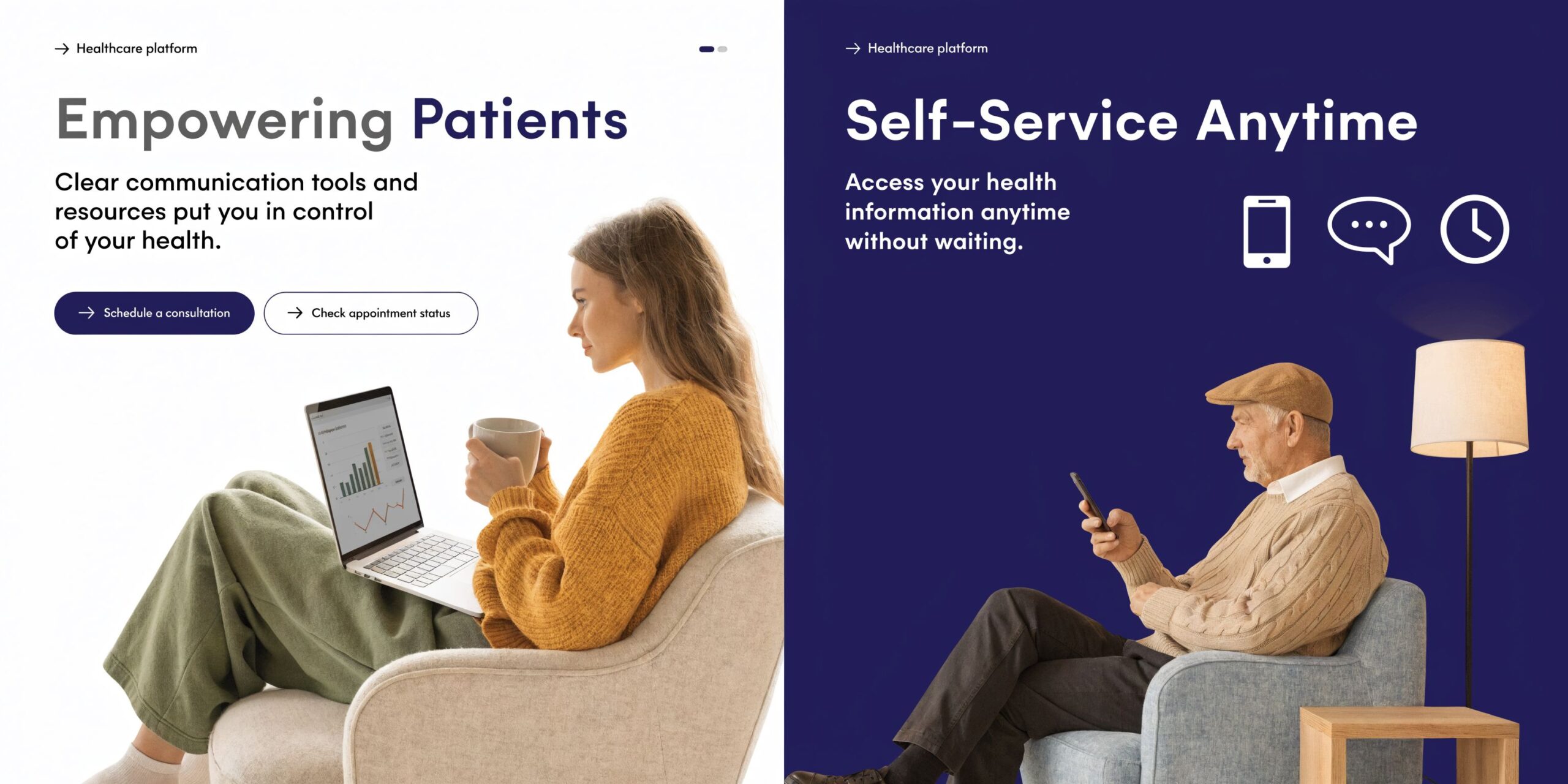 People using digital health platforms on a laptop and smartphone for convenient medical appointment management.