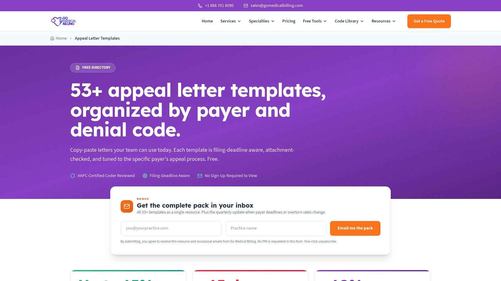 Go Medical Billing – Denial‑specific appeal letter templates