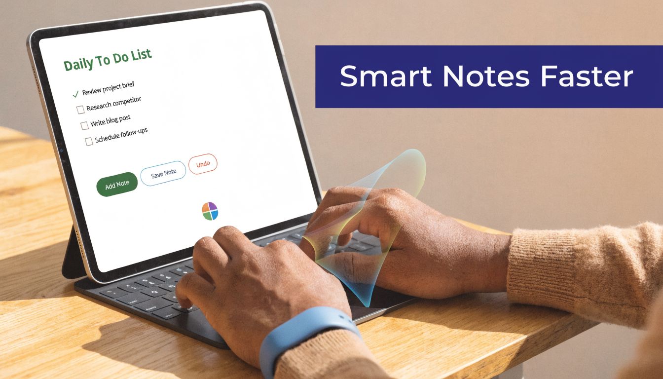 A person typing on a digital tablet showcasing a daily to-do list for efficient task management.